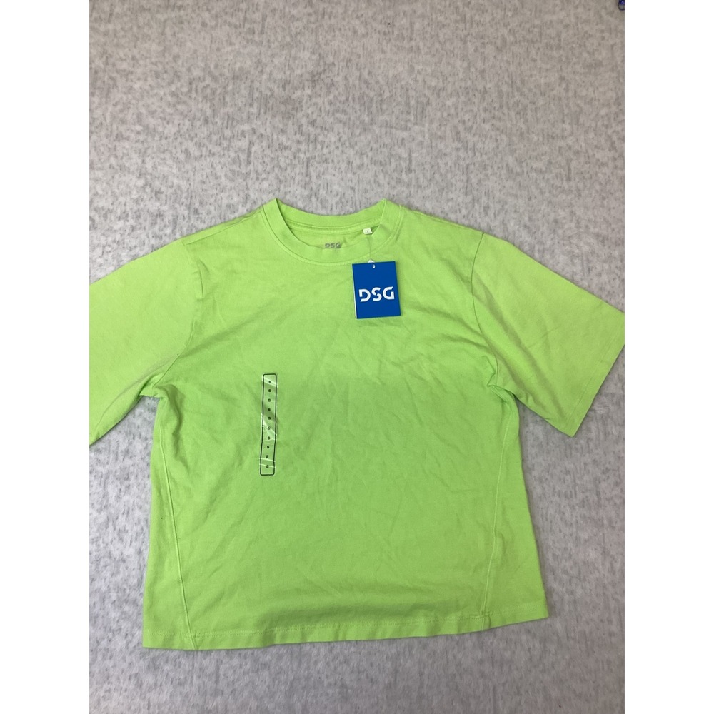 DSG Girls Cotton Graphic Tee Washed Neon Pear Lime Green Size Small NWT